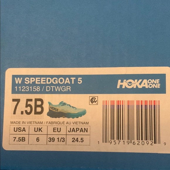 Hoka One on One Speedgoat 5 Teal and Yellow Athletic Shoes - Picture 7 of 7